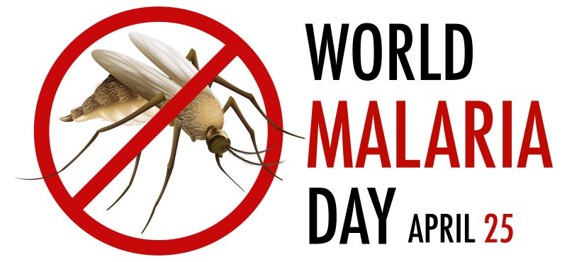 World Malaria Day logo or banner with mosquito sign World Malaria Day - April 25